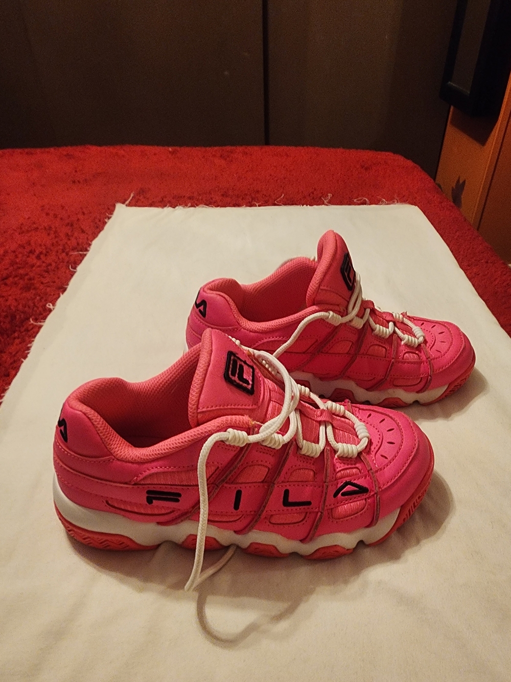 Fila Women's Athletic Sneakers in Bright Pink and White